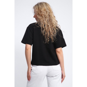 Футболка женская №74378 футер с лайкрой 2-х нитка (р-ры: 46-52) черный
