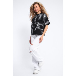 Футболка женская №74377 футер с лайкрой 2-х нитка (р-ры: 46-52) черный