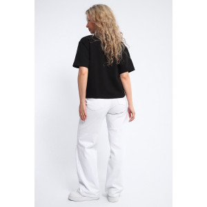 Футболка женская №74377 футер с лайкрой 2-х нитка (р-ры: 46-52) черный