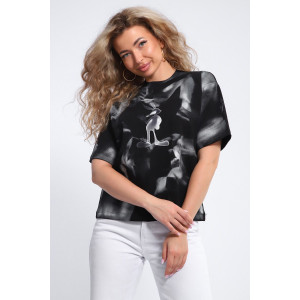 Футболка женская №74377 футер с лайкрой 2-х нитка (р-ры: 46-52) черный