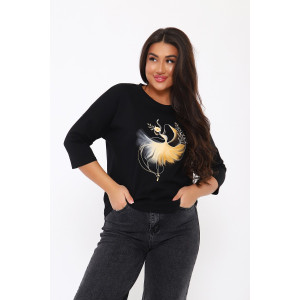 Лонгслив женский ЛЖ096 кулирка (р-ры: 48-58) черный Лонгслив женский ЛЖ096 кулирка (р-ры: 48-58) черный