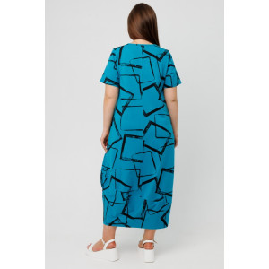 Платье женское П168 кулирка (последний размер) бирюзовый ромб 50,58,62