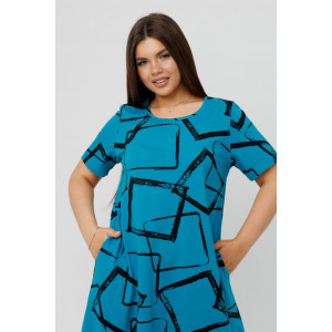 Платье женское П168 кулирка (последний размер) бирюзовый ромб 50,58,62