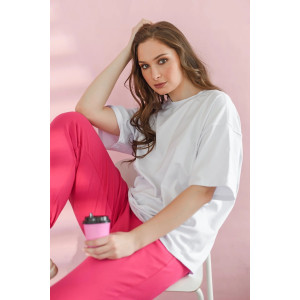 Футболка женская 1922-К "Оверсайз" кулирка (последний размер) белый 46,50