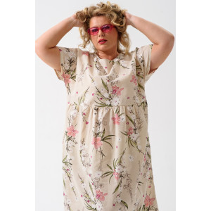 Платье женское 1921-П-л "Кострома 2" полулён (последний размер) розовый орхидея 54