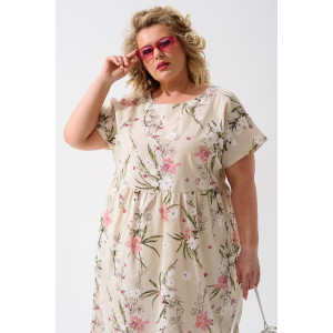 Платье женское 1921-П-л "Кострома 2" полулён (последний размер) розовый орхидея 54