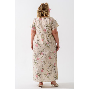 Платье женское 1921-П-л "Кострома 2" полулён (последний размер) розовый орхидея 54