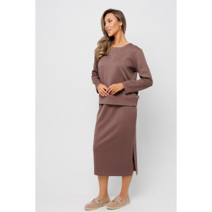 Костюм двойка женский с юбкой К245 трикотажное полотно глория (последний размер) мокко 62