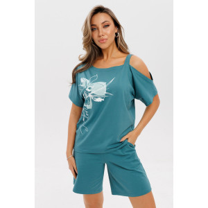 Костюм двойка женский К237 кулирка с лайкрой (последний размер) морская волна 52,62 Костюм двойка женский К237 кулирка с лайкрой (последний размер) морская волна 52,62