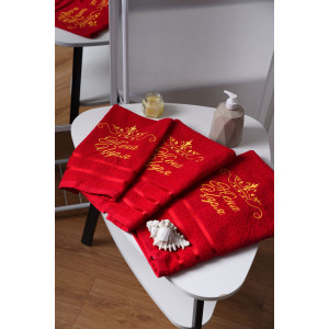 Полотенце махровое с вышивкой №14418/3 "Жена царя" (последний размер) бордо 50х80