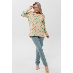 Пижама женская ПЖ53 футер с начёсом (последний размер) бежевая груша 52,54