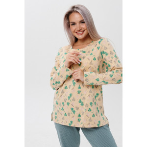 Пижама женская ПЖ53 футер с начёсом (последний размер) бежевая груша 52,54