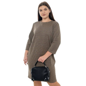 Платье женское П-176 жаккард принт (последний размер) хаки лапка 54,56