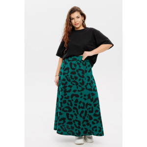 Юбка женская Ю15 (рост 164 см) кулирка (последний размер) изумрудный леопард 54