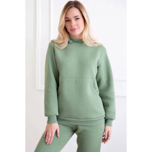 Костюм двойка женский "Фрея Х" футер 3-х нитка с начёсом (последний размер) зелёный 52