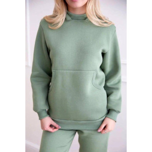 Костюм двойка женский "Фрея Х" футер 3-х нитка с начёсом (последний размер) зелёный 52