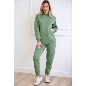 Костюм двойка женский "Фрея Х" футер 3-х нитка с начёсом (последний размер) зелёный 52