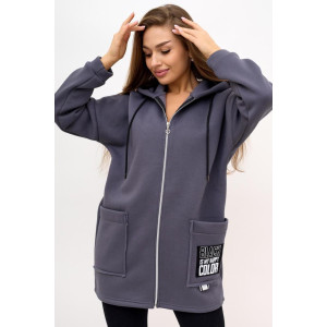 Толстовка женская укороченная "Алина Г" 10261 футер 3-х нитка с начёсом (последний размер) графит 52