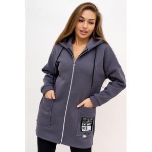 Толстовка женская укороченная "Алина Г" 10261 футер 3-х нитка с начёсом (последний размер) графит 52