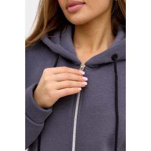 Толстовка женская укороченная "Алина Г" 10261 футер 3-х нитка с начёсом (последний размер) графит 52