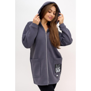 Толстовка женская укороченная "Алина Г" 10261 футер 3-х нитка с начёсом (последний размер) графит 52