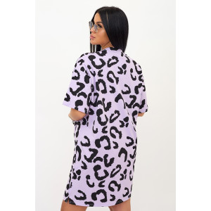 Туника женская "Леопард С" трикотаж (последний размер) сиреневый 48-52