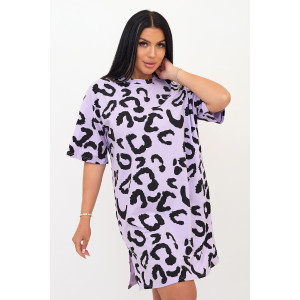 Туника женская "Леопард С" трикотаж (последний размер) сиреневый 48-52