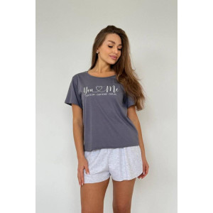 Пижама женская "Свирель С" (шорты) лапша-кулирка (последний размер) серый-графит 44,46,54