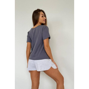 Пижама женская "Свирель С" (шорты) лапша-кулирка (последний размер) серый-графит 44,46,54