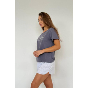 Пижама женская "Свирель С" (шорты) лапша-кулирка (последний размер) серый-графит 44,46,54