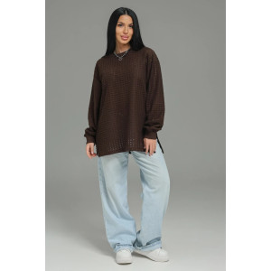 Свитшот женский "Фрэнсис" футер 3-х нитка петля жаккард (р-ры: 48-62) шоколад