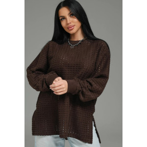Свитшот женский "Фрэнсис" футер 3-х нитка петля жаккард (р-ры: 48-62) шоколад