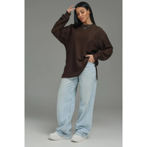 Свитшот женский "Фрэнсис" футер 3-х нитка петля жаккард (р-ры: 48-62) шоколад