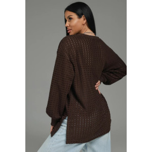 Свитшот женский "Фрэнсис" футер 3-х нитка петля жаккард (р-ры: 48-62) шоколад
