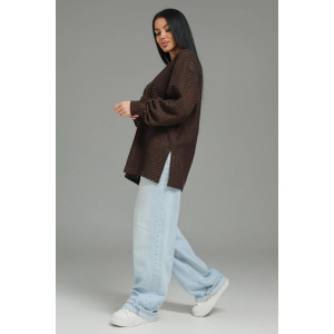 Свитшот женский "Фрэнсис" футер 3-х нитка петля жаккард (р-ры: 48-62) шоколад