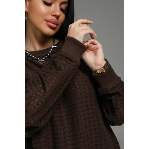 Свитшот женский "Фрэнсис" футер 3-х нитка петля жаккард (р-ры: 48-62) шоколад