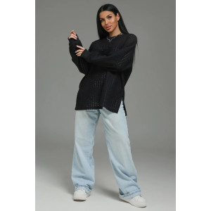 Свитшот женский "Фрэнсис" футер 3-х нитка петля жаккард (р-ры: 48-62) черный