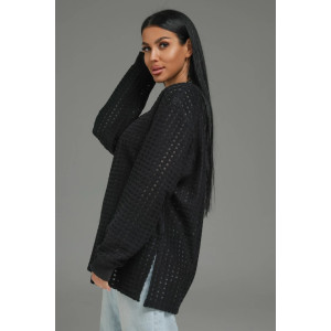 Свитшот женский "Фрэнсис" футер 3-х нитка петля жаккард (р-ры: 48-62) черный