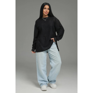 Свитшот женский "Фрэнсис" футер 3-х нитка петля жаккард (р-ры: 48-62) черный