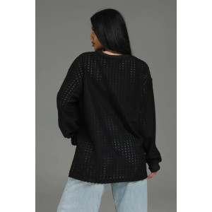 Свитшот женский "Фрэнсис" футер 3-х нитка петля жаккард (р-ры: 48-62) черный