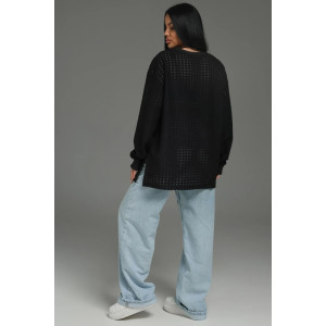 Свитшот женский "Фрэнсис" футер 3-х нитка петля жаккард (р-ры: 48-62) черный