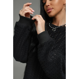 Свитшот женский "Фрэнсис" футер 3-х нитка петля жаккард (р-ры: 48-62) черный