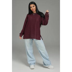 Свитшот женский "Фрэнсис" футер 3-х нитка петля жаккард (р-ры: 48-62) бордо