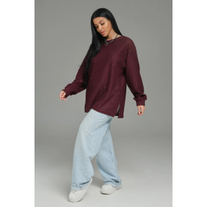 Свитшот женский "Фрэнсис" футер 3-х нитка петля жаккард (р-ры: 48-62) бордо