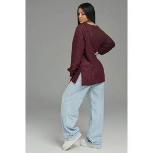 Свитшот женский "Фрэнсис" футер 3-х нитка петля жаккард (р-ры: 48-62) бордо