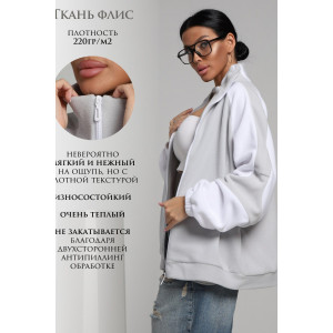 Толстовка женская ТФЛ01 флис (р-ры: 42-60) серый-белый