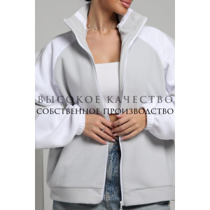 Толстовка женская ТФЛ01 флис (р-ры: 42-60) серый-белый