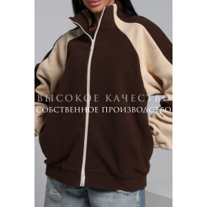 Толстовка женская ТФЛ01 флис (р-ры: 42-60) коричневый-бежевый