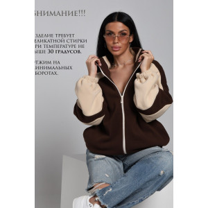 Толстовка женская ТФЛ01 флис (р-ры: 42-60) коричневый-бежевый