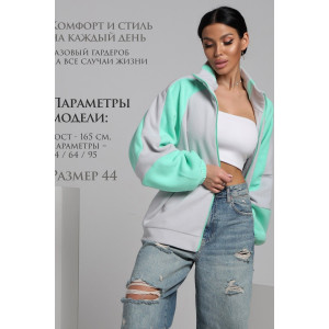 Толстовка женская ТФЛ01 флис (р-ры: 42-60) серый-мята